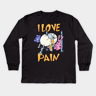 Eggs-ercise with a Side of Humor: Embracing Pain at the Gym! Kids Long Sleeve T-Shirt